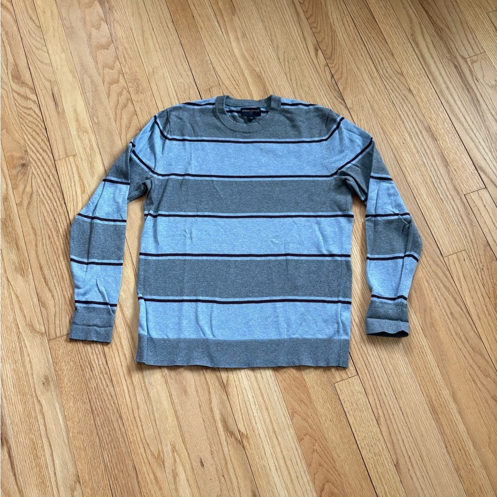 Banana Republic Blue and Gray Striped Sweater